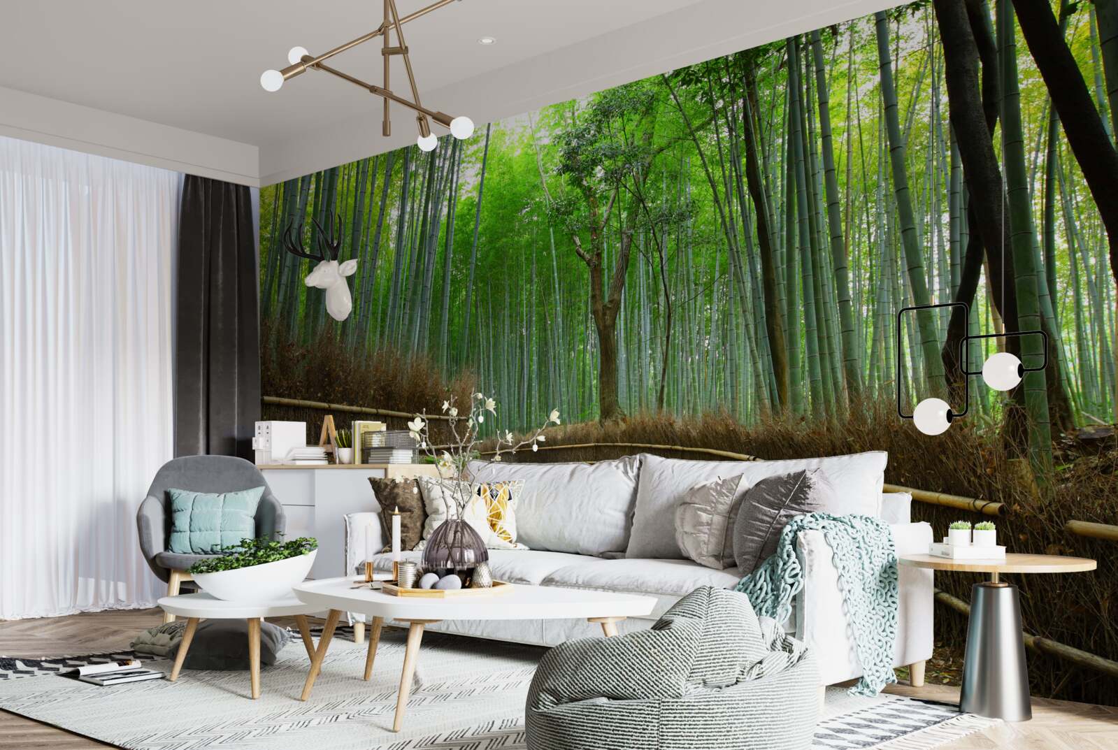 Papier peint chemin dans la bambouseraie