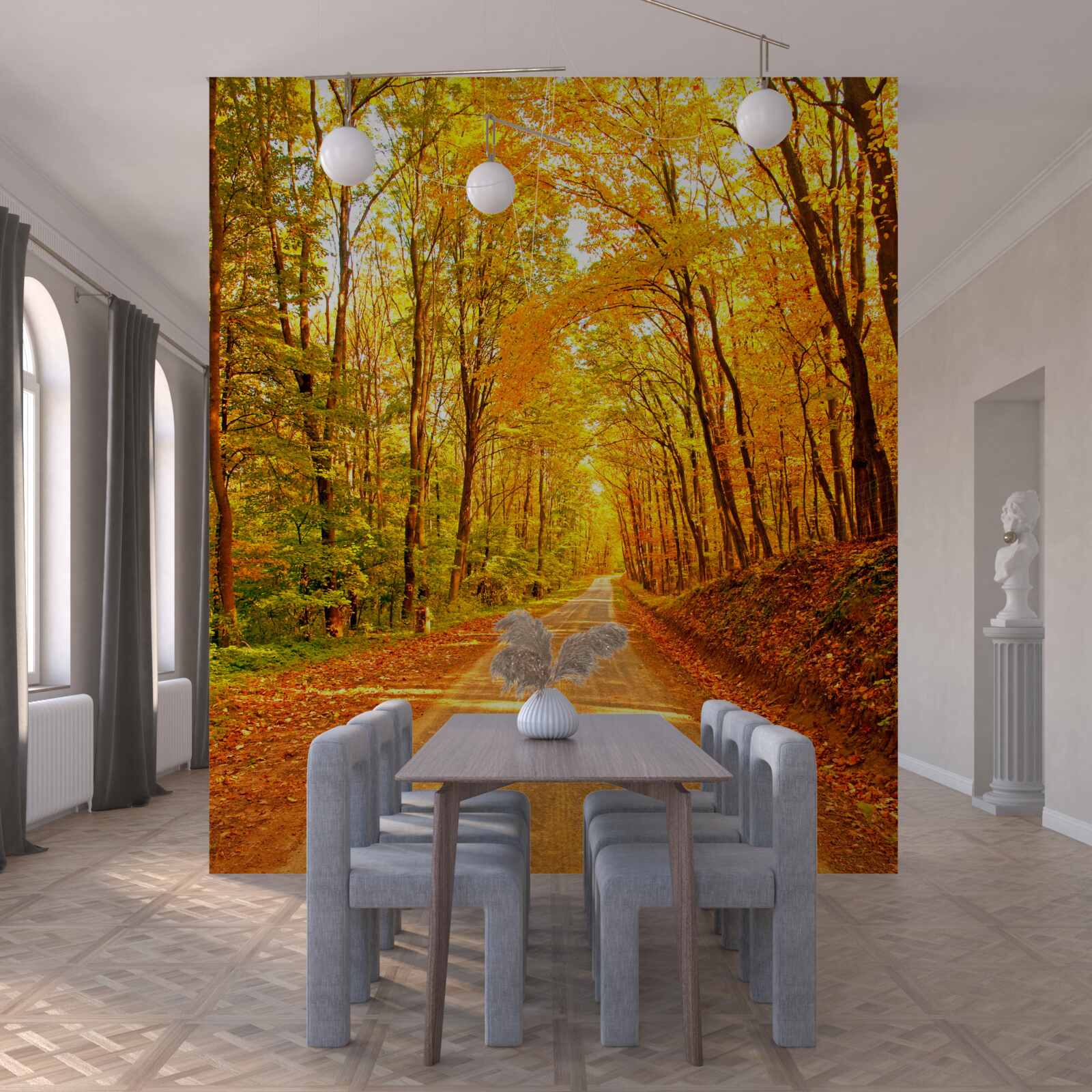 Papier peint chemin dans la forêt d'automne