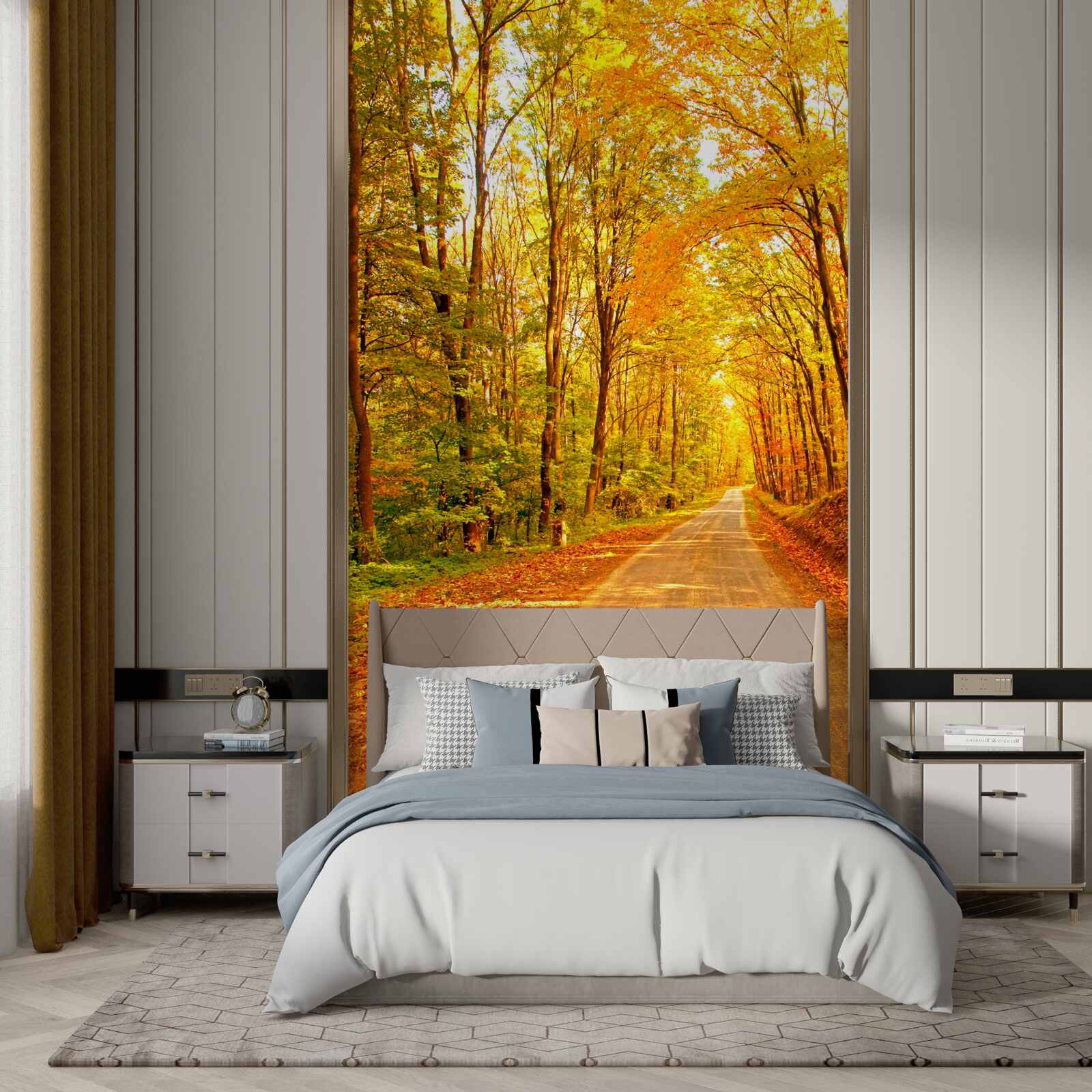 Papier peint chemin dans la forêt d'automne