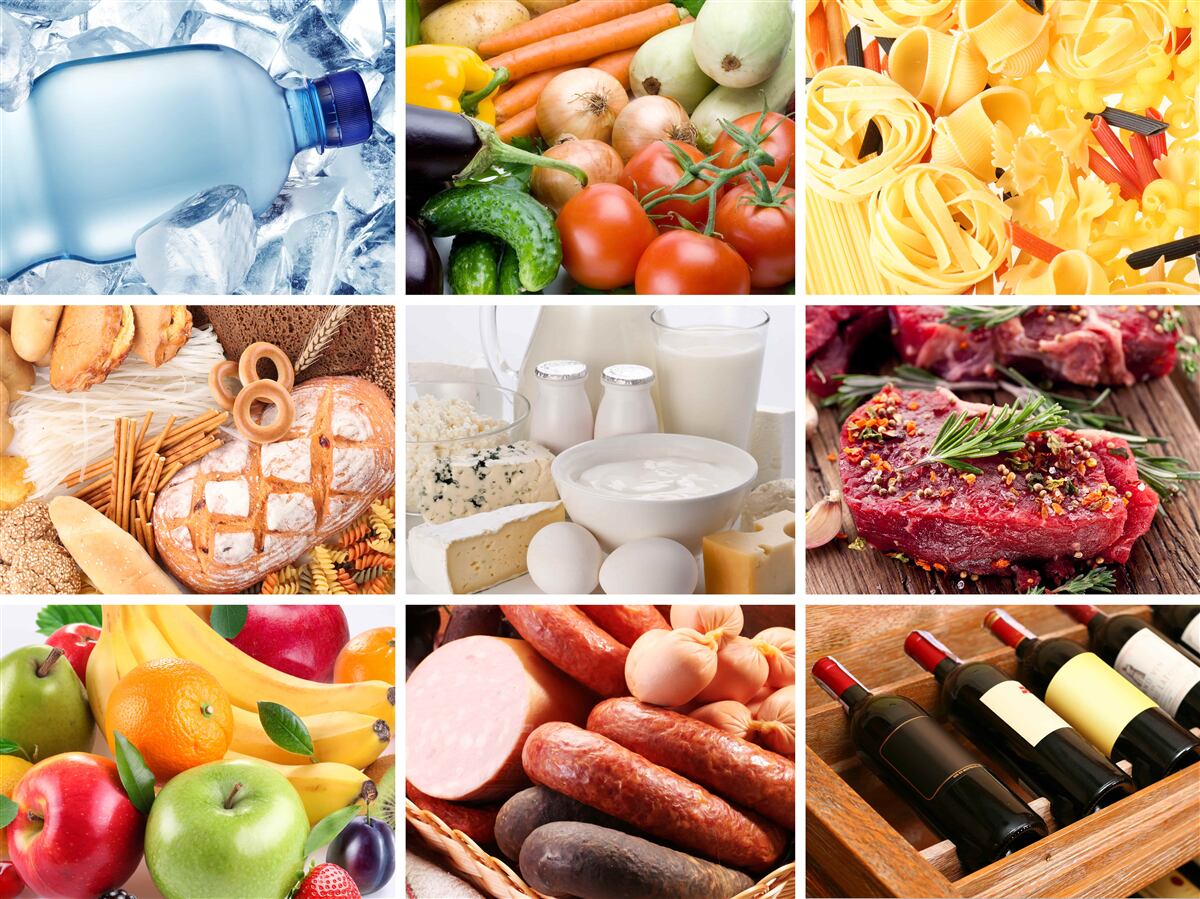 Papier peint une gamme de produits alimentaires différents