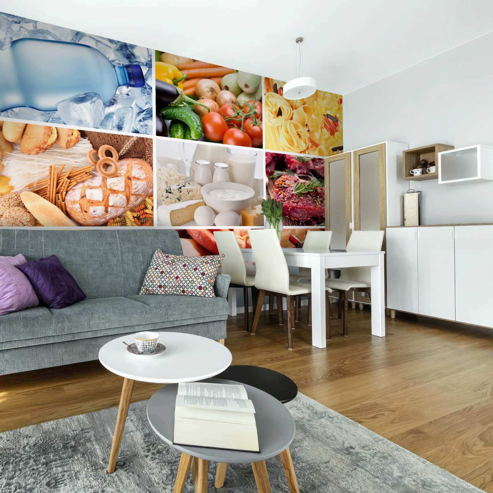 Papier peint une gamme de produits alimentaires différents