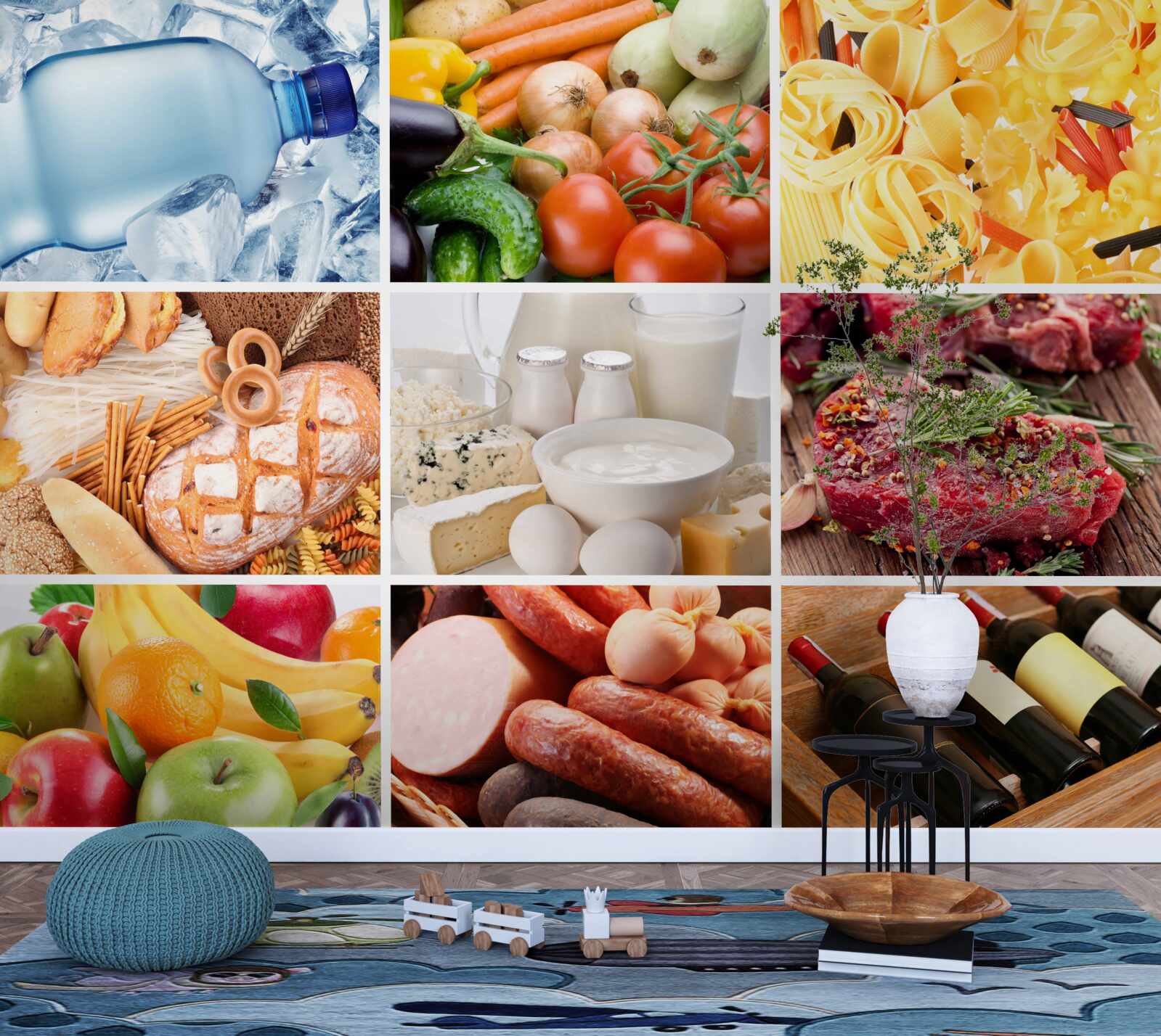 Papier peint une gamme de produits alimentaires différents