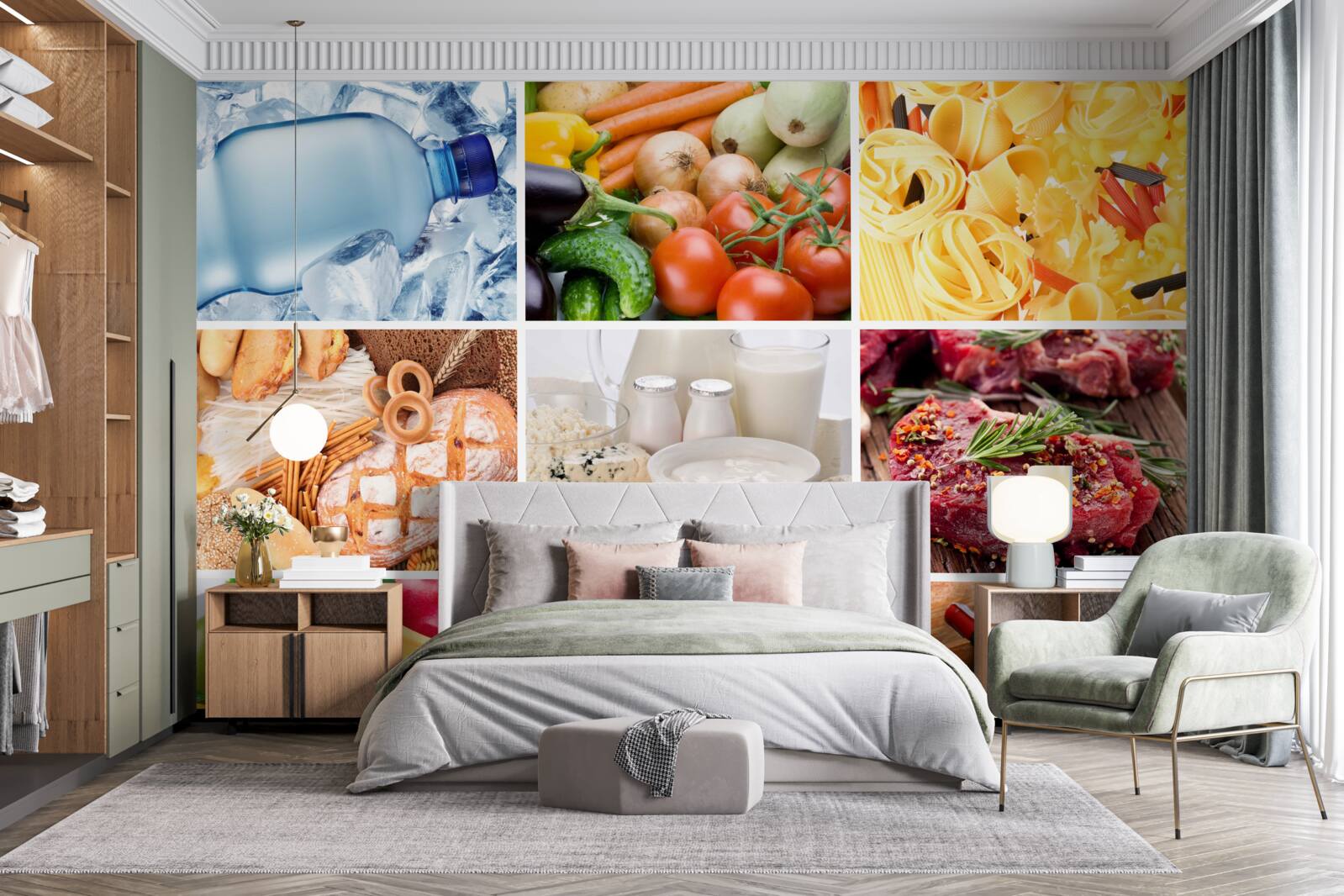 Papier peint une gamme de produits alimentaires différents