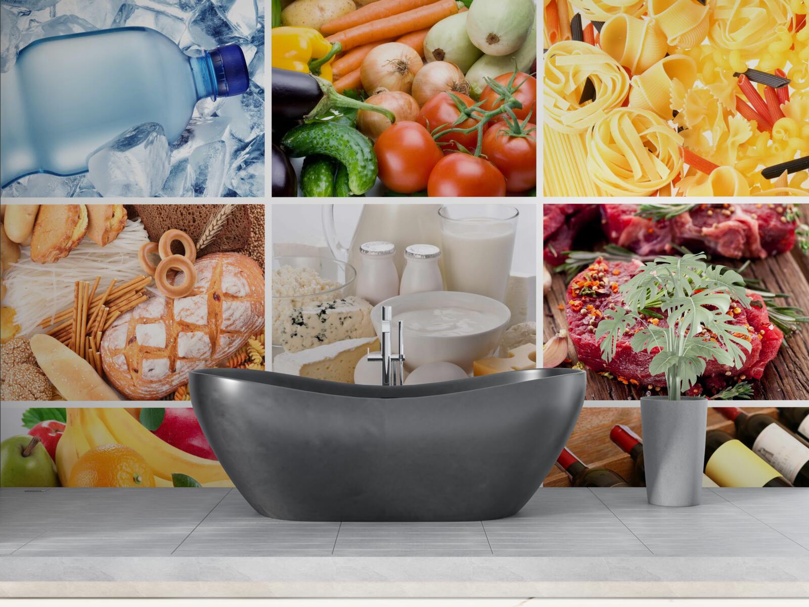 Papier peint une gamme de produits alimentaires différents