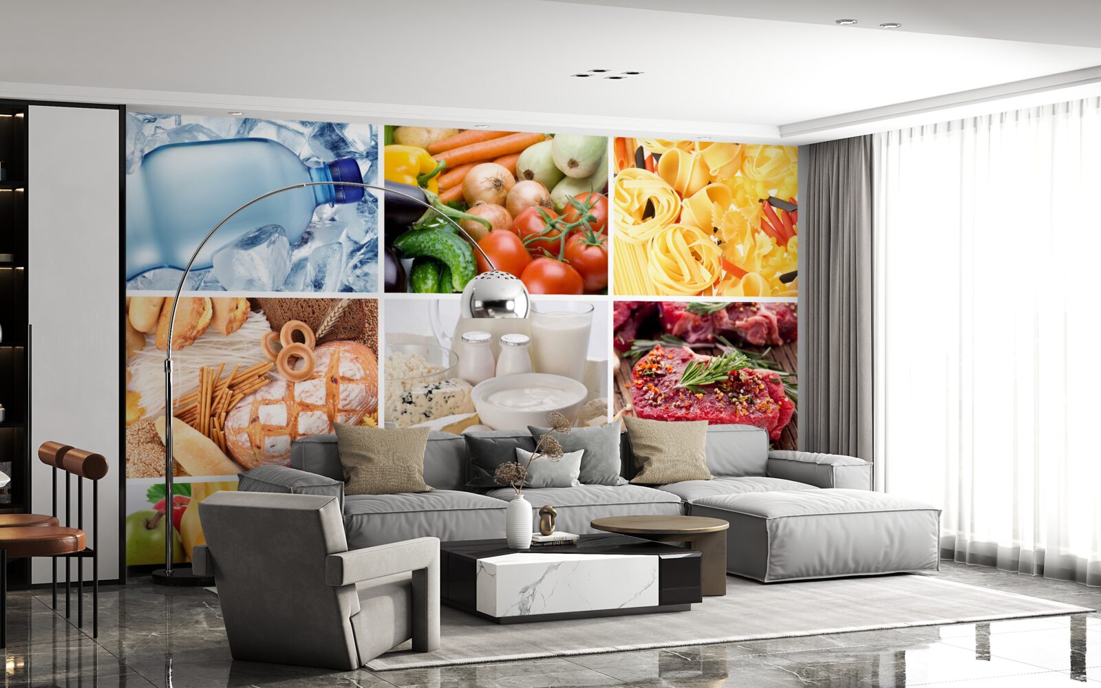 Papier peint une gamme de produits alimentaires différents