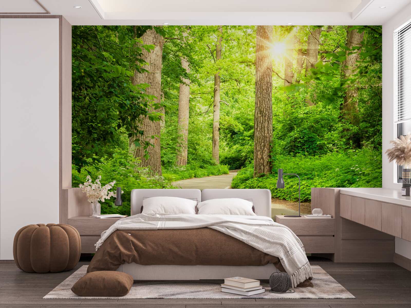 Papier peint journée lumineuse dans la forêt d'émeraude