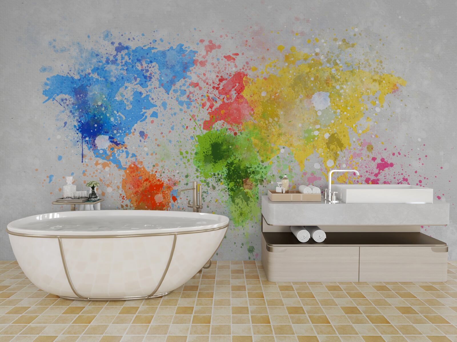 Papier peint image de la carte en couleurs riches et variées