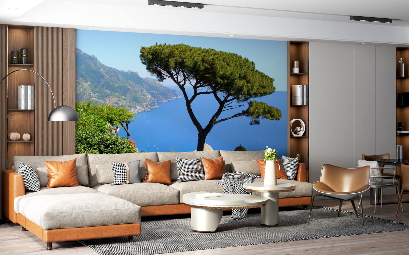 Papier peint un arbre solitaire au bord de la mer