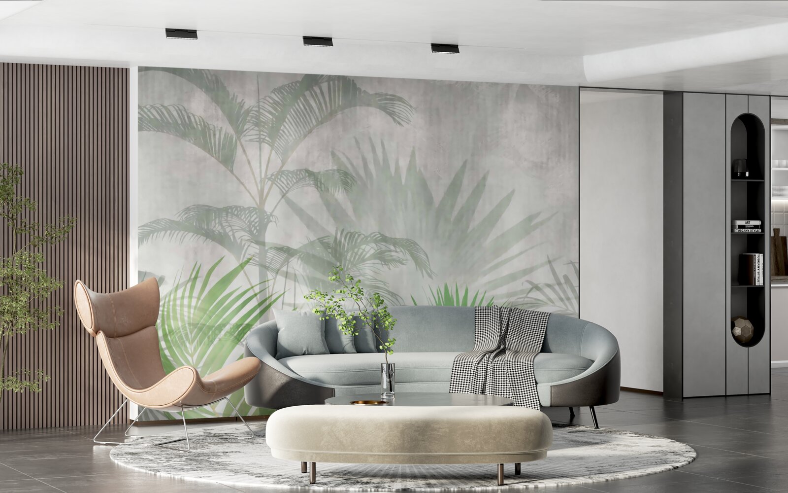 Papier peint fougères tropicales sous la pluie