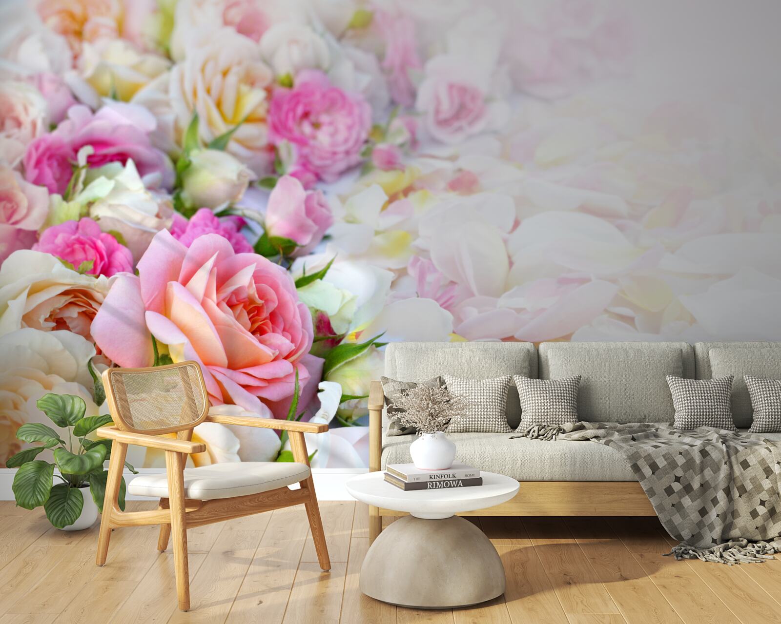 Papier peint bouquet de fleurs d'été luxuriantes