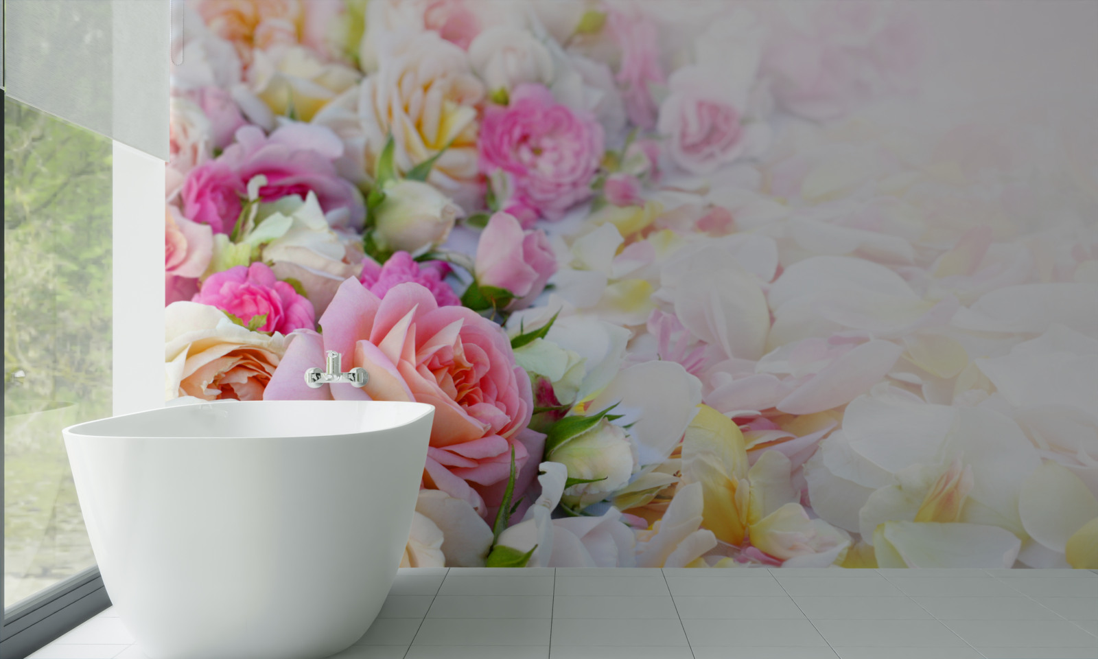 Papier peint bouquet de fleurs d'été luxuriantes