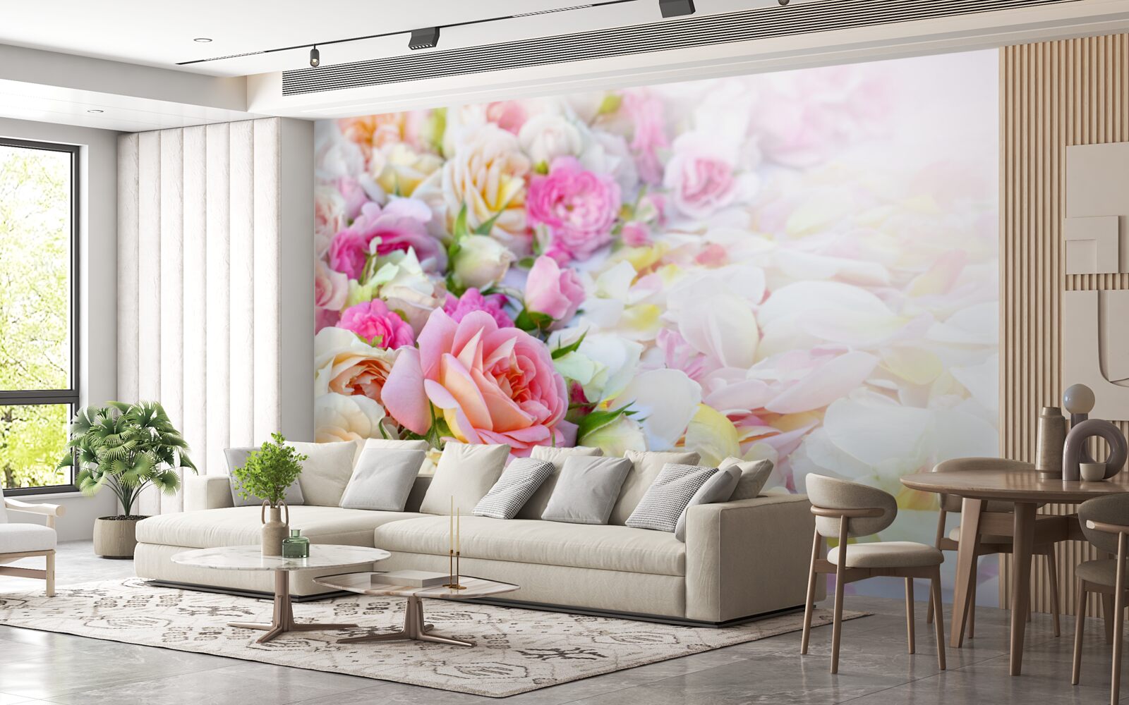 Papier peint bouquet de fleurs d'été luxuriantes