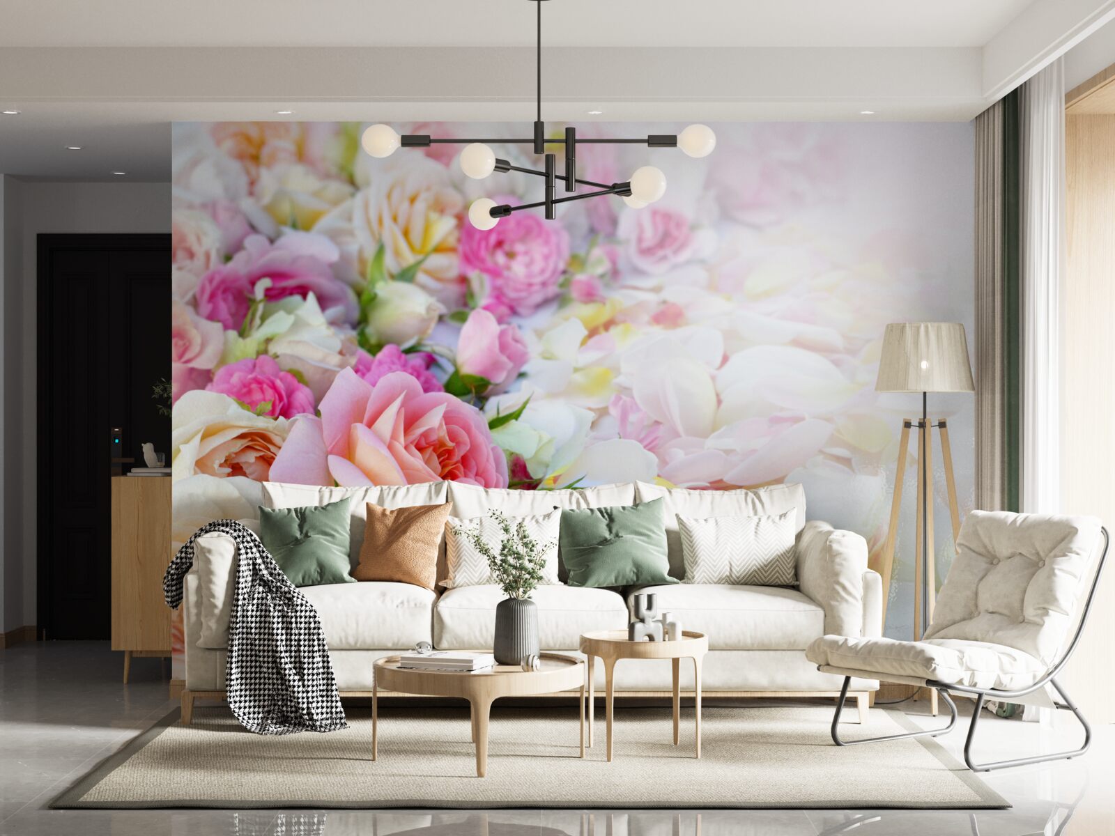 Papier peint bouquet de fleurs d'été luxuriantes