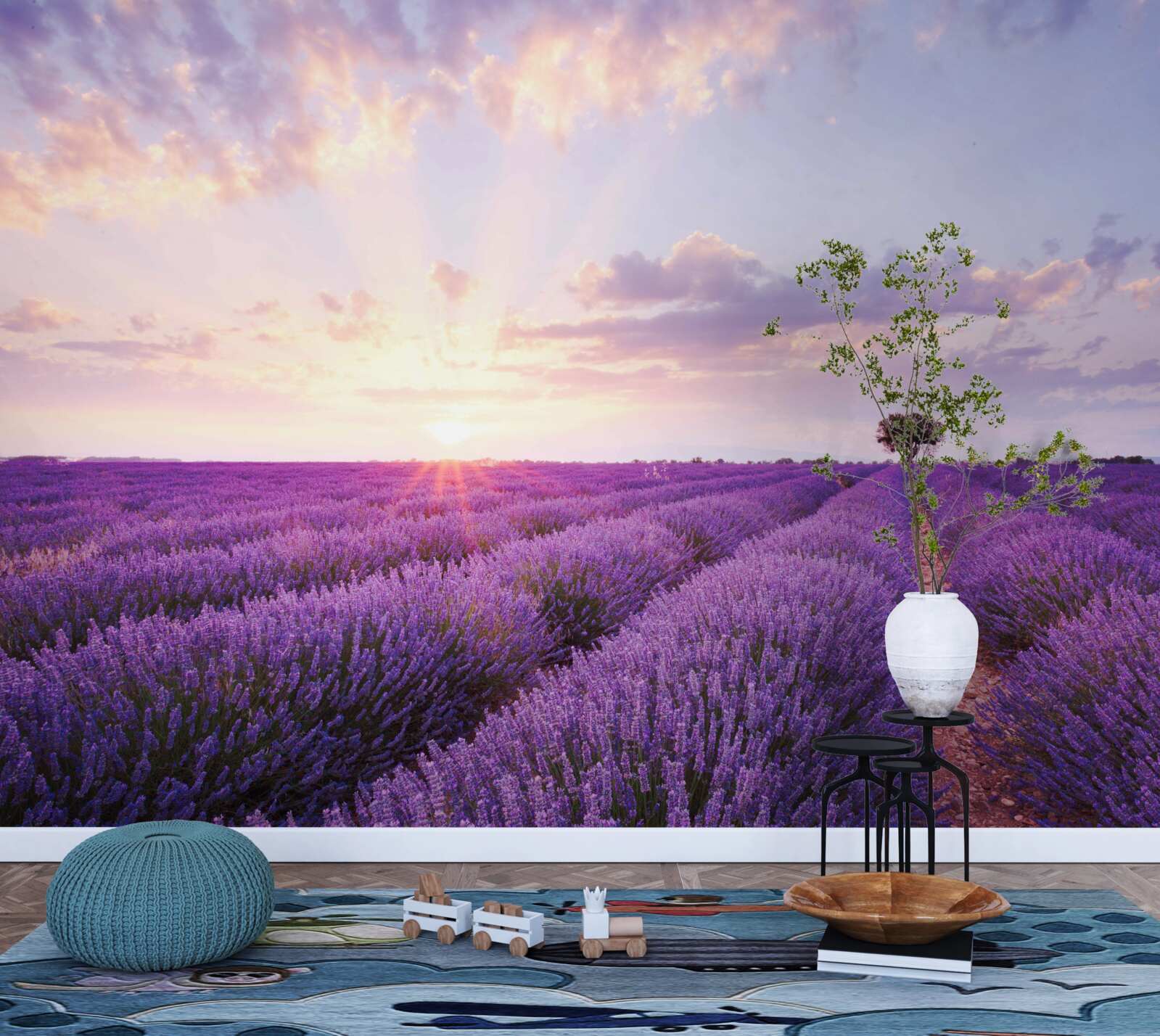 Papier peint un champ de lavande rempli d'arômes