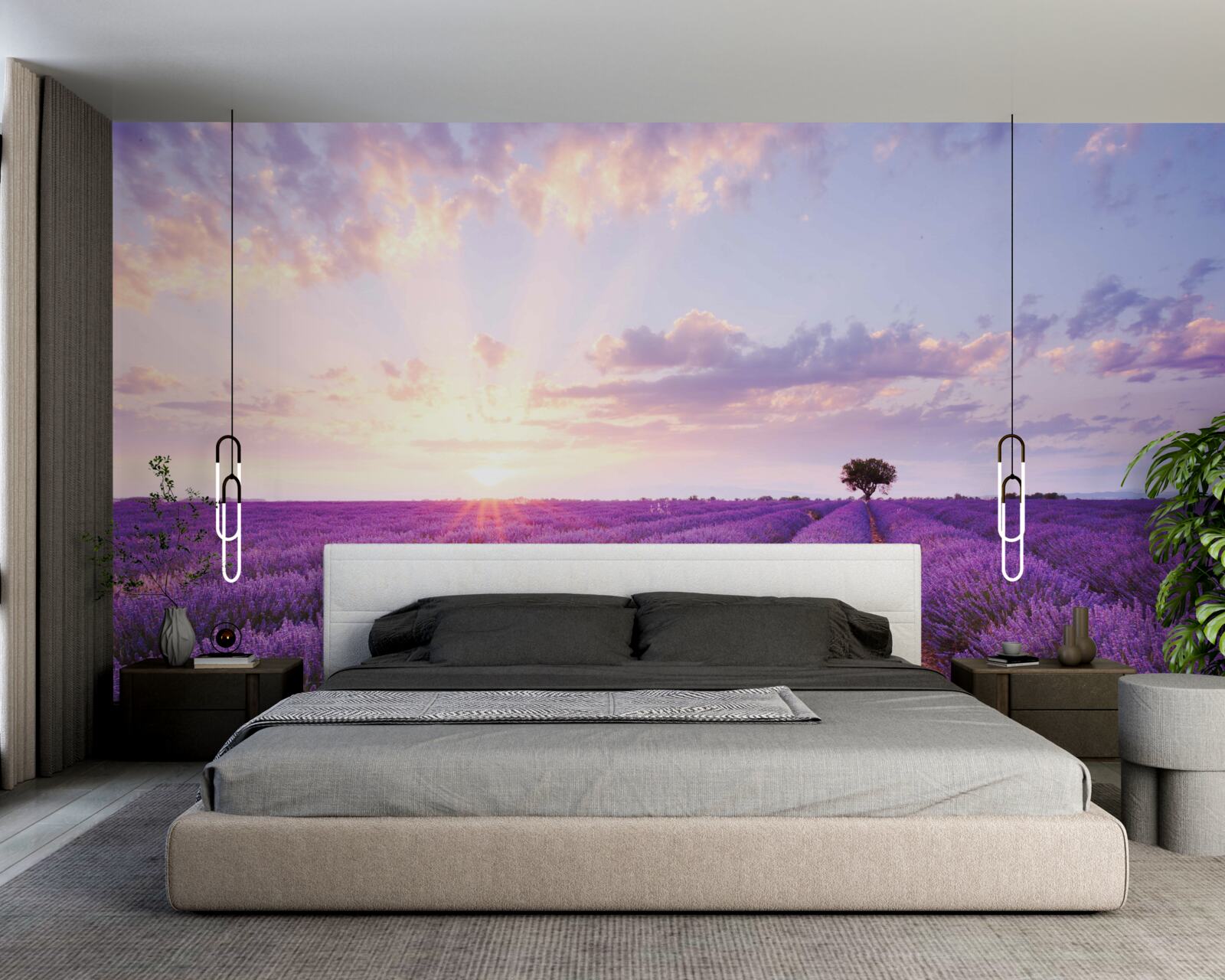 Papier peint un champ de lavande rempli d'arômes