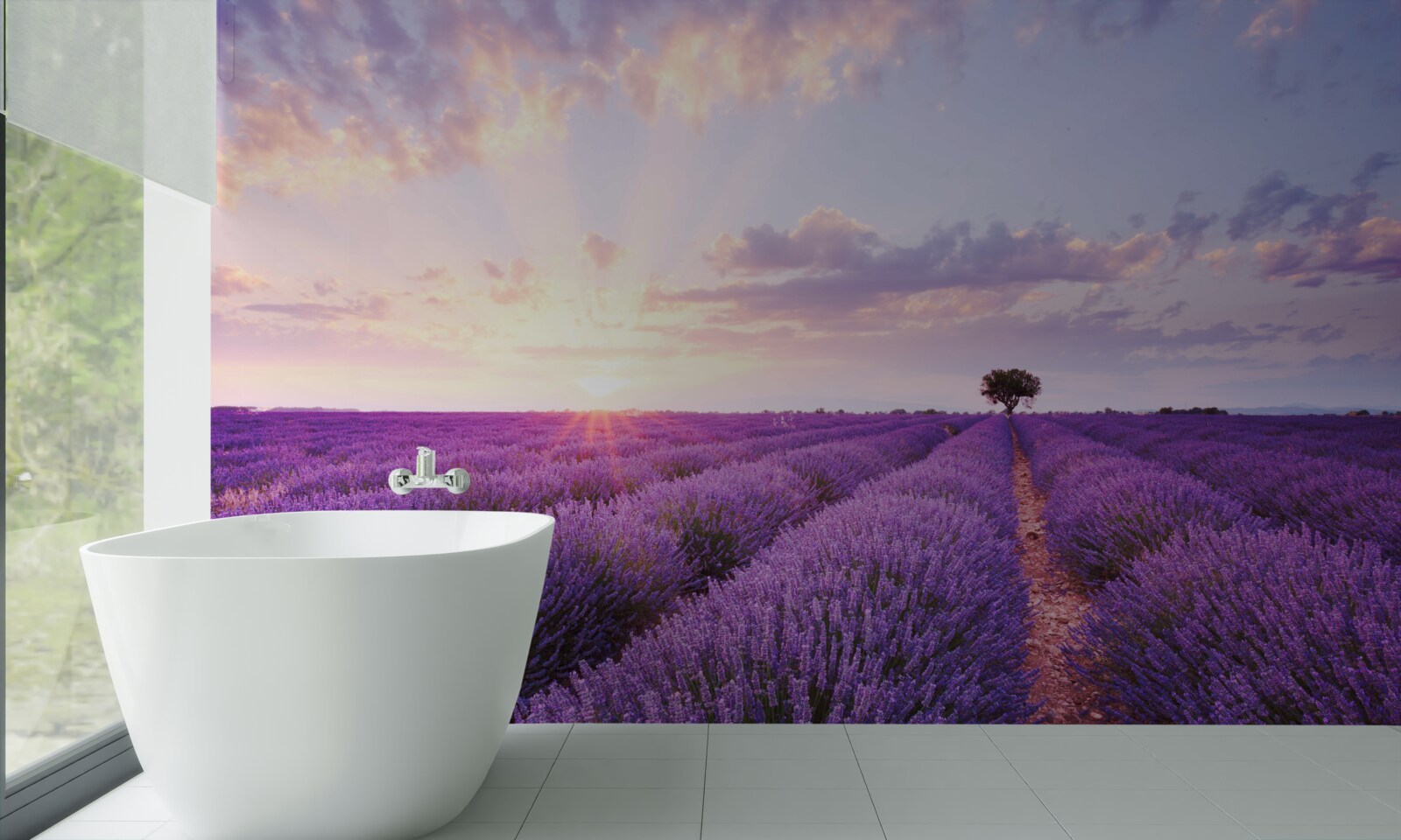 Papier peint un champ de lavande rempli d'arômes