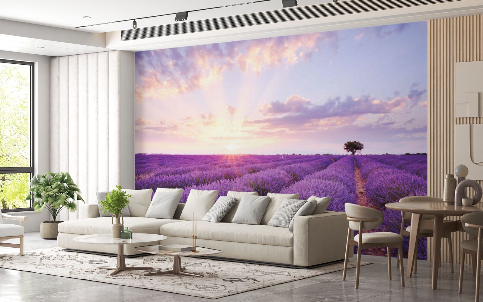 Papier peint un champ de lavande rempli d'arômes