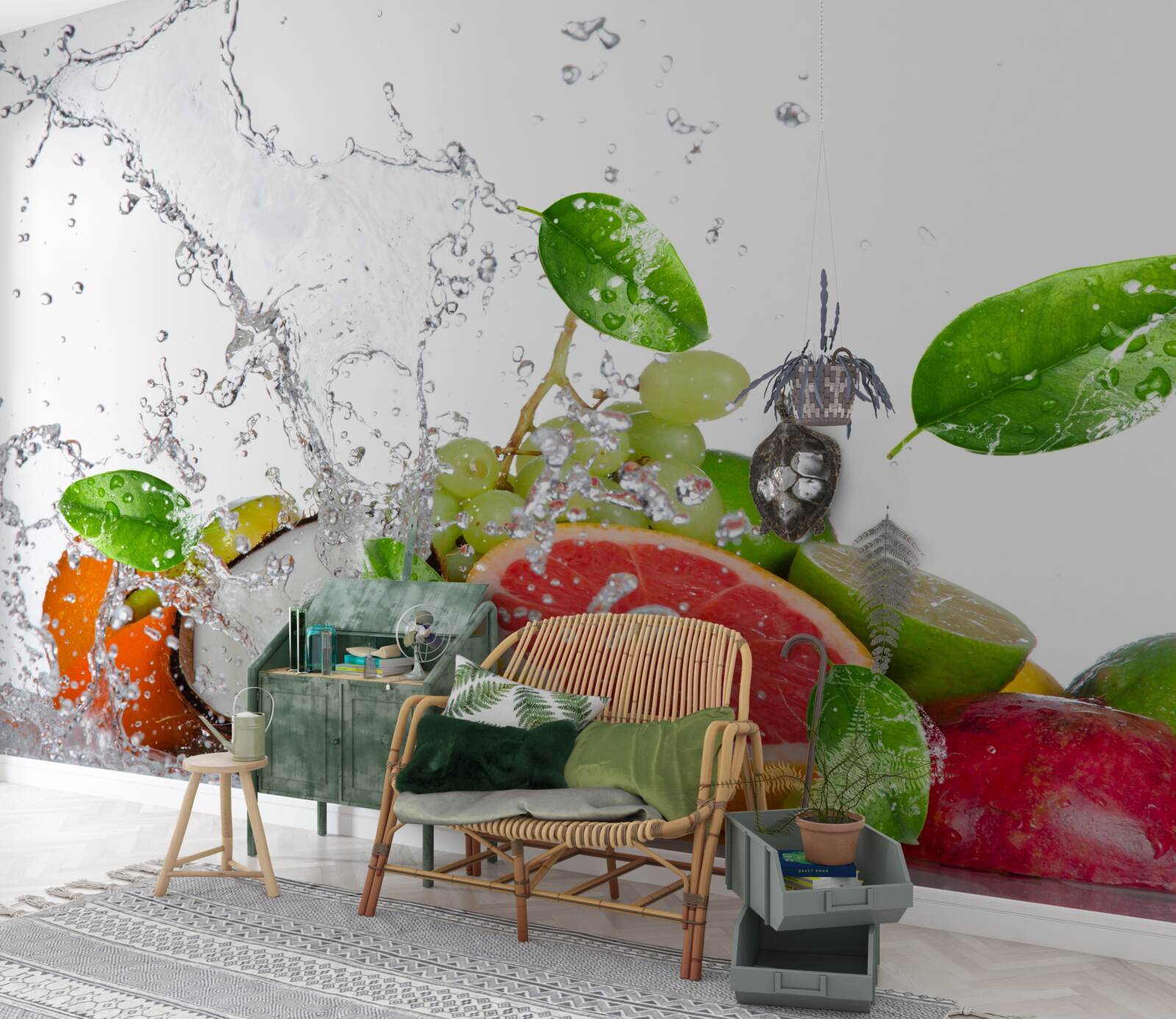 Papier peint fruits de saison et eau de coco