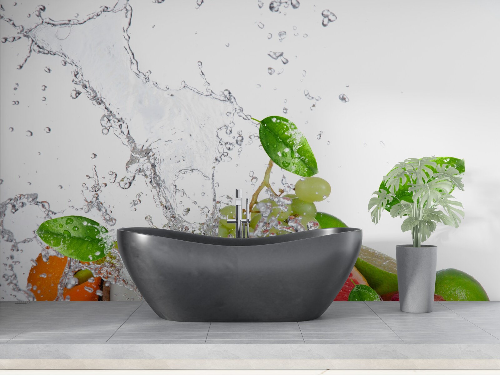 Papier peint fruits de saison et eau de coco