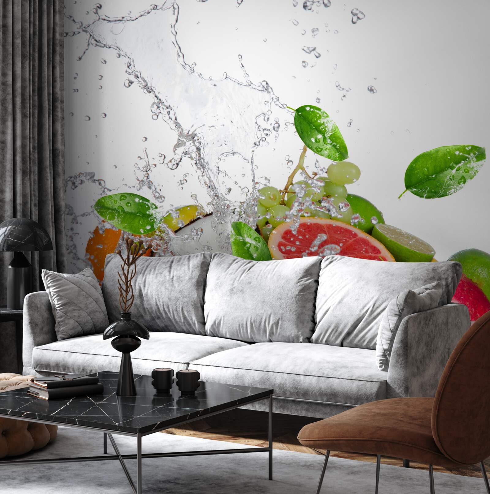 Papier peint fruits de saison et eau de coco