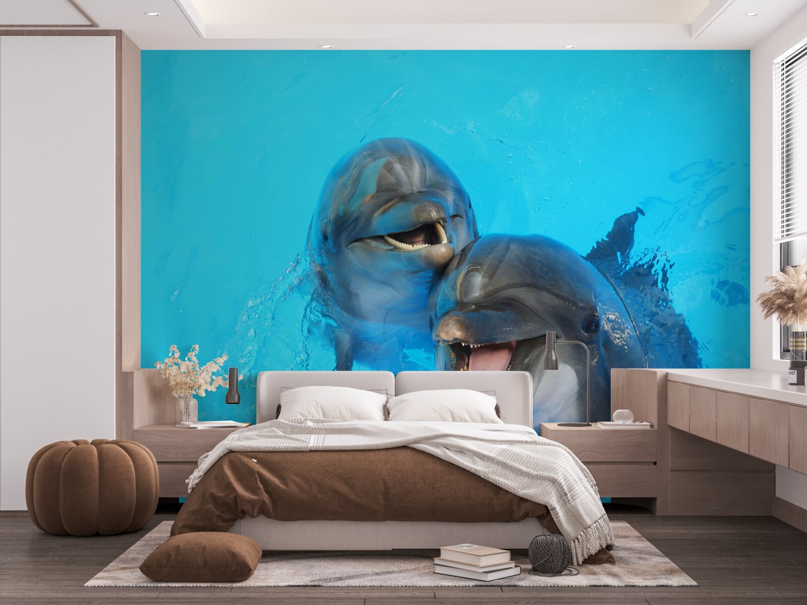 Papier peint deux dauphins souriants