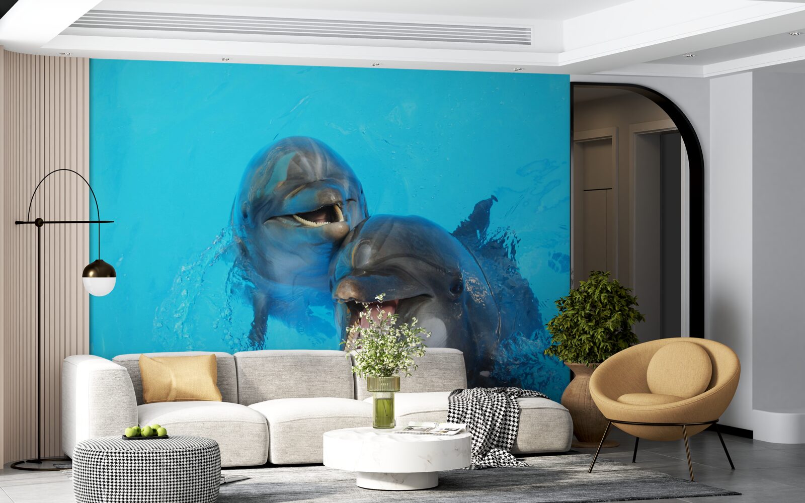 Papier peint deux dauphins souriants