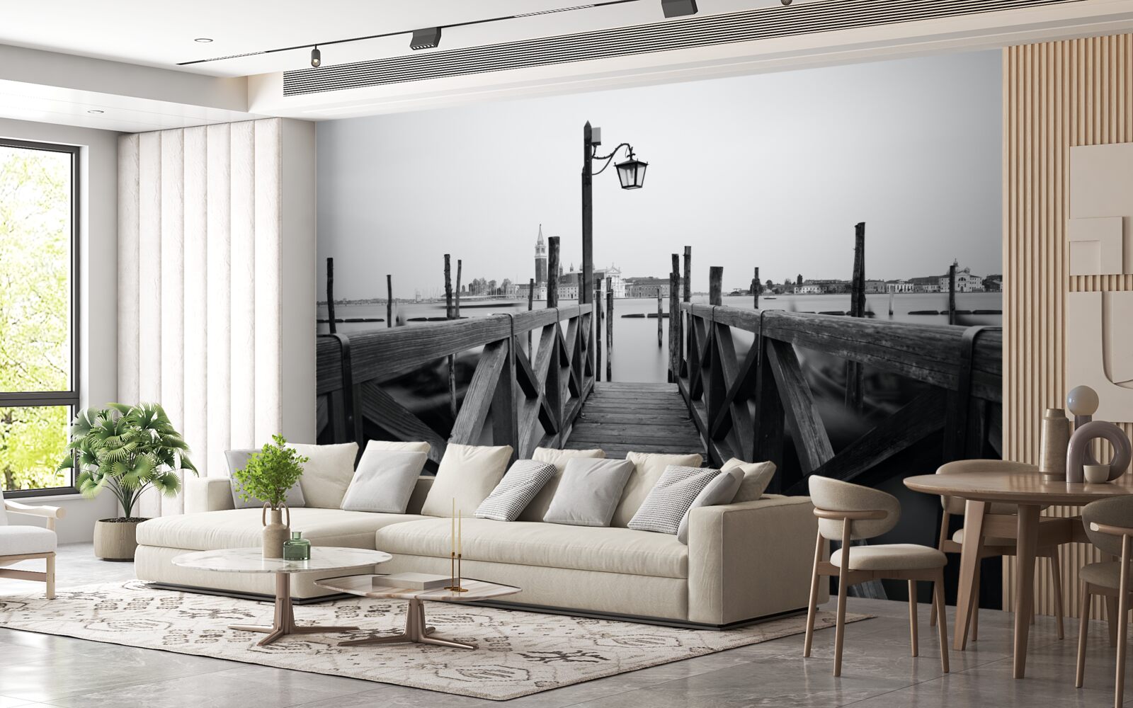 Papier peint talus en bois au bord de l'eau