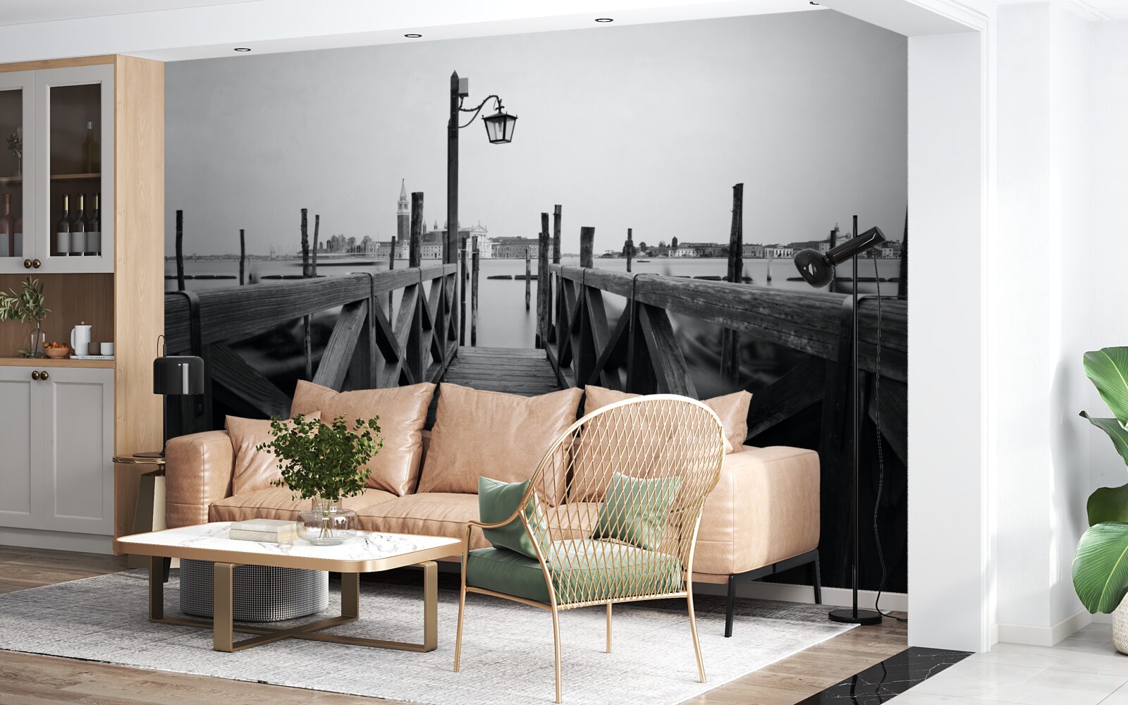 Papier peint talus en bois au bord de l'eau