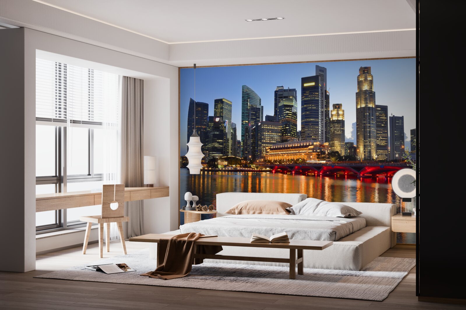 Papier peint les lumières du soir d'une grande ville