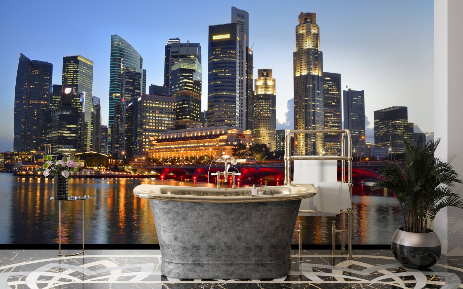 Papier peint les lumières du soir d'une grande ville