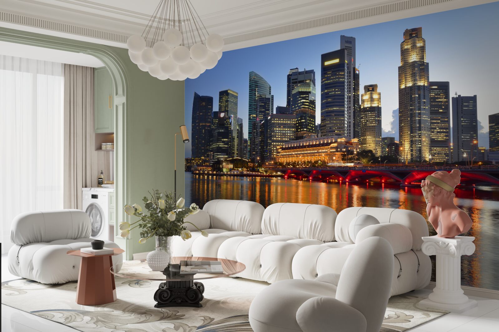 Papier peint les lumières du soir d'une grande ville