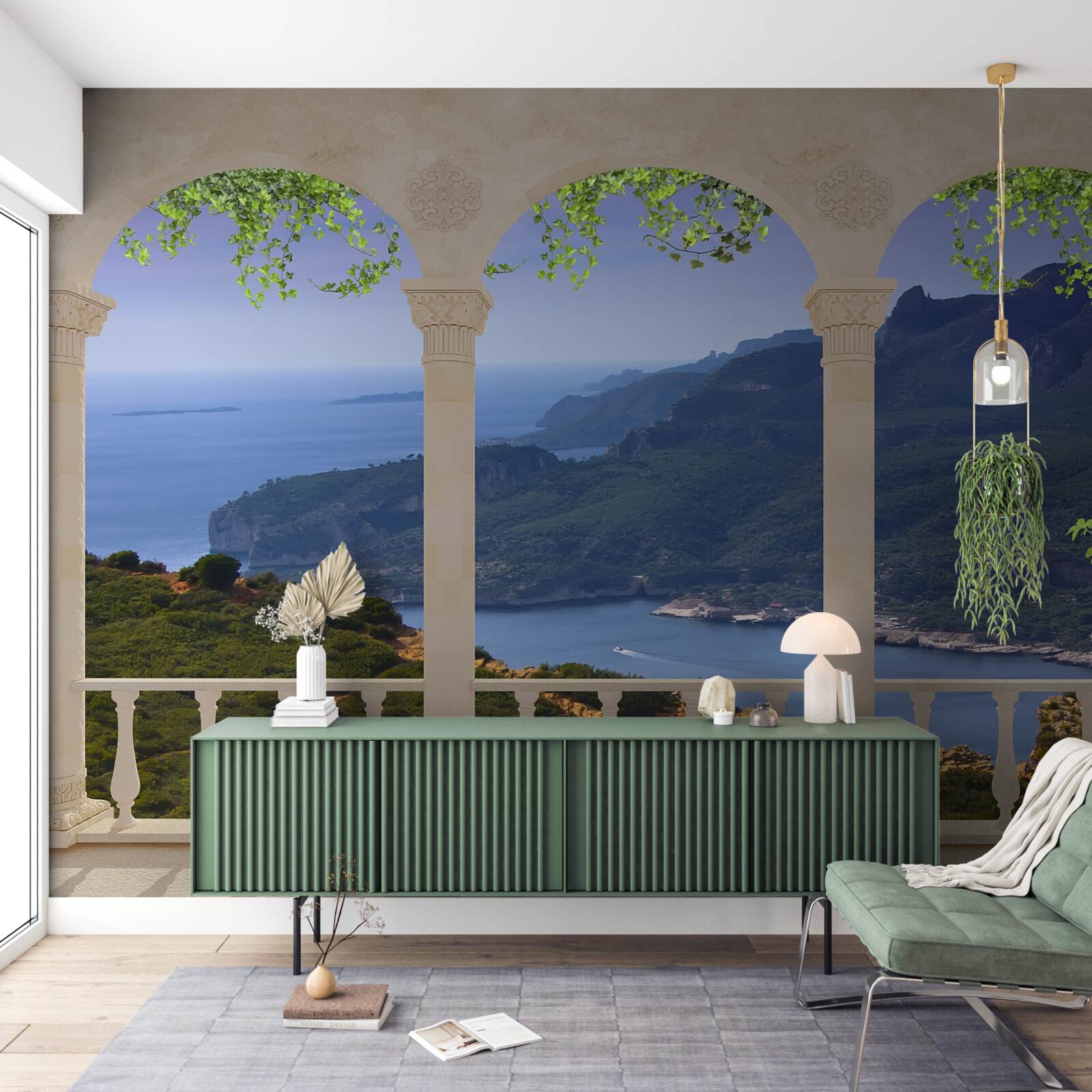 Papier peint vue du paysage depuis la terrasse