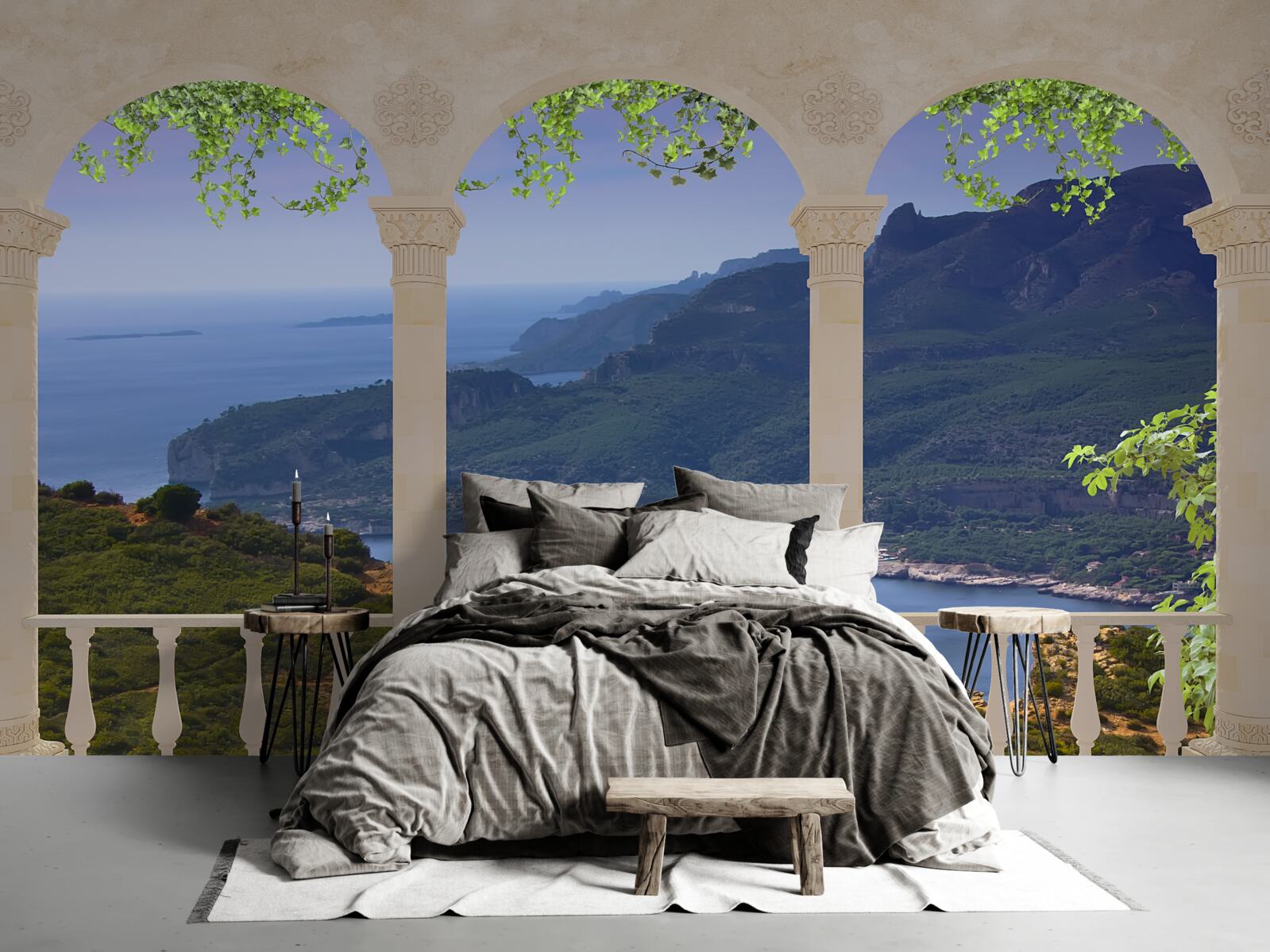 Papier peint vue du paysage depuis la terrasse