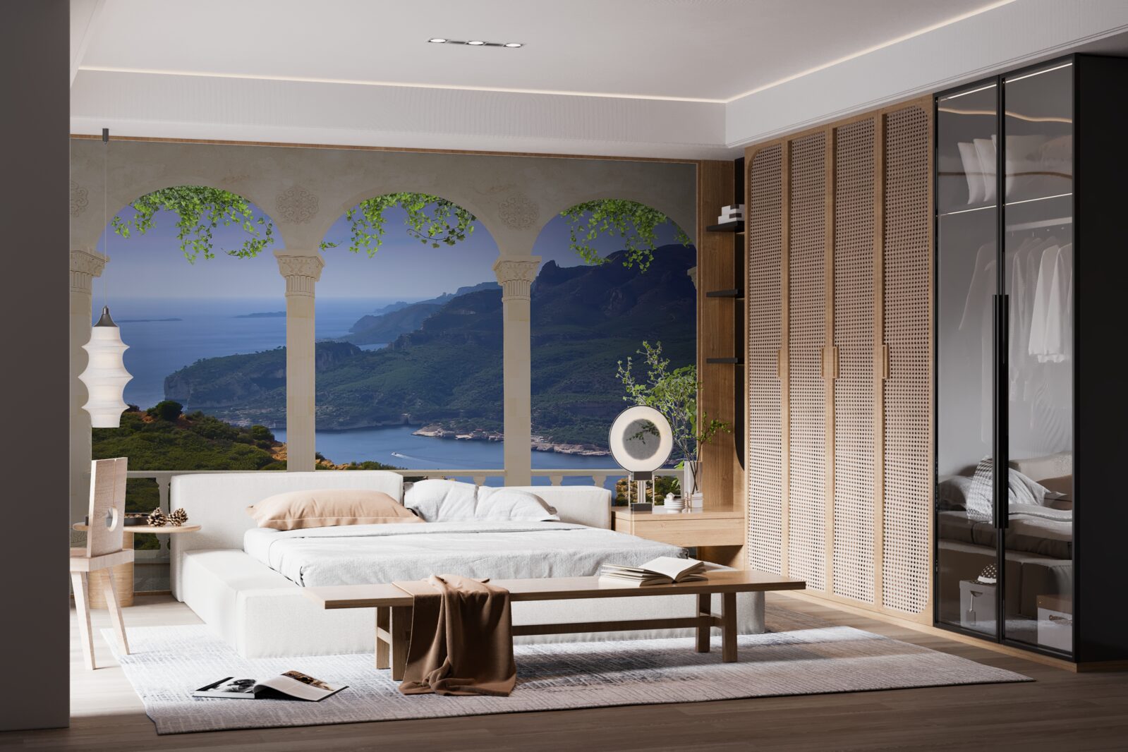 Papier peint vue du paysage depuis la terrasse