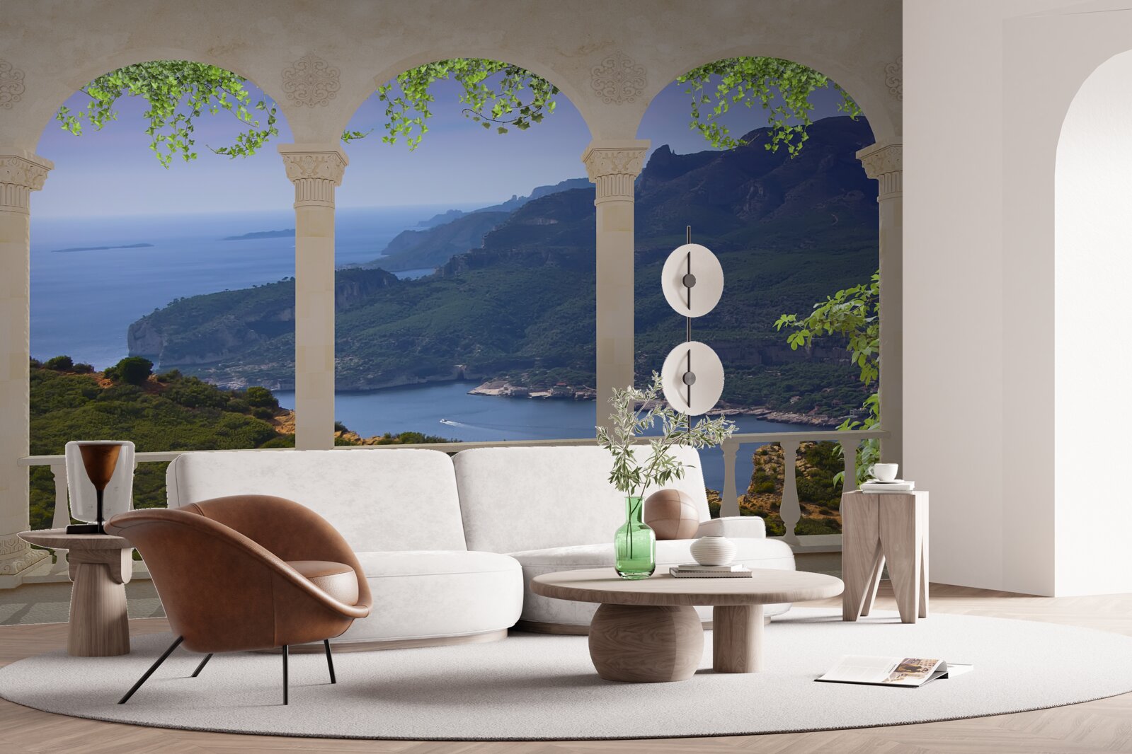 Papier peint vue du paysage depuis la terrasse