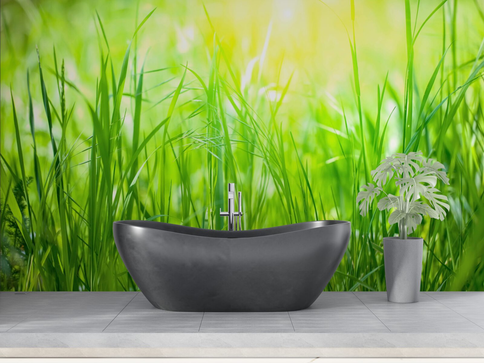 Papier peint la rosée du matin tombe dans la lumière du soleil