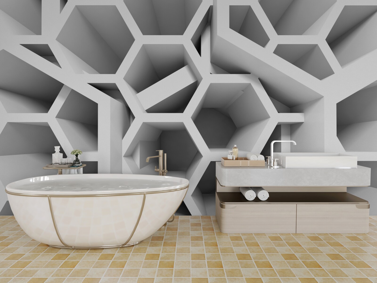 Papier peint structures rectangulaires creuses