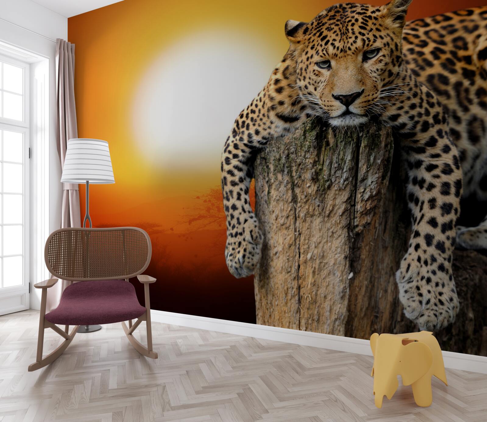 Papier peint léopard profitant du coucher de soleil