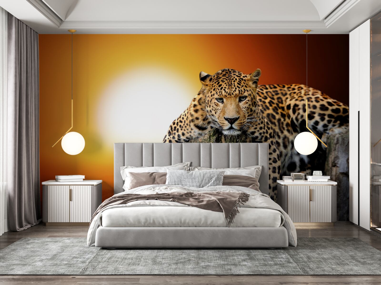 Papier peint léopard profitant du coucher de soleil