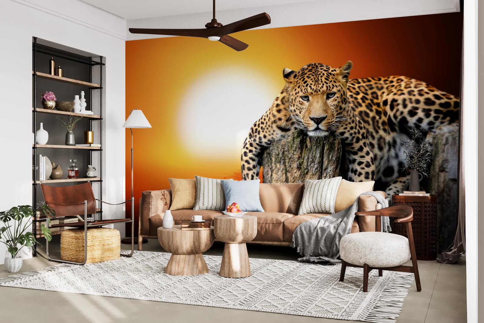 Papier peint léopard profitant du coucher de soleil