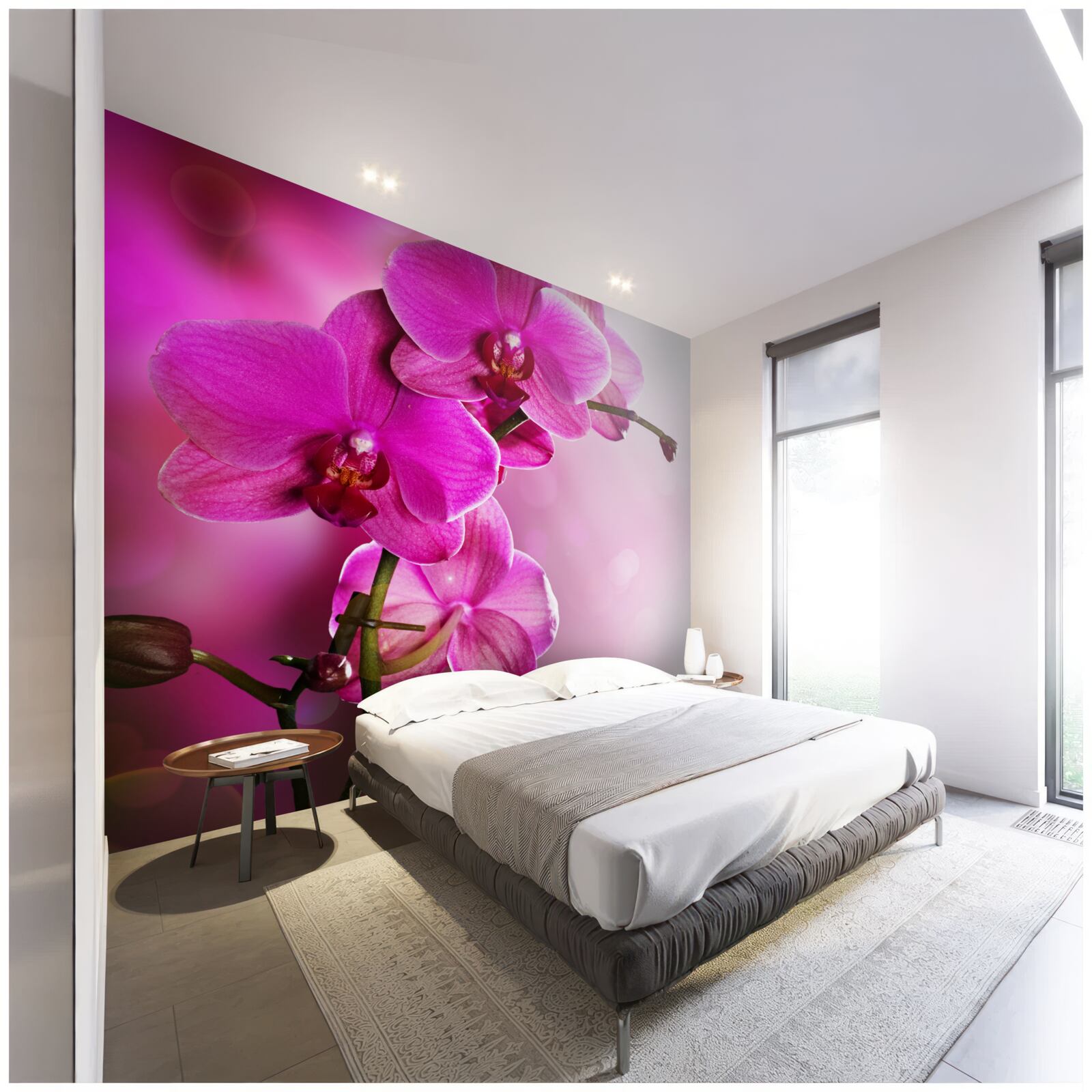 Papier peint une gracieuse branche d'orchidée lilas au soleil