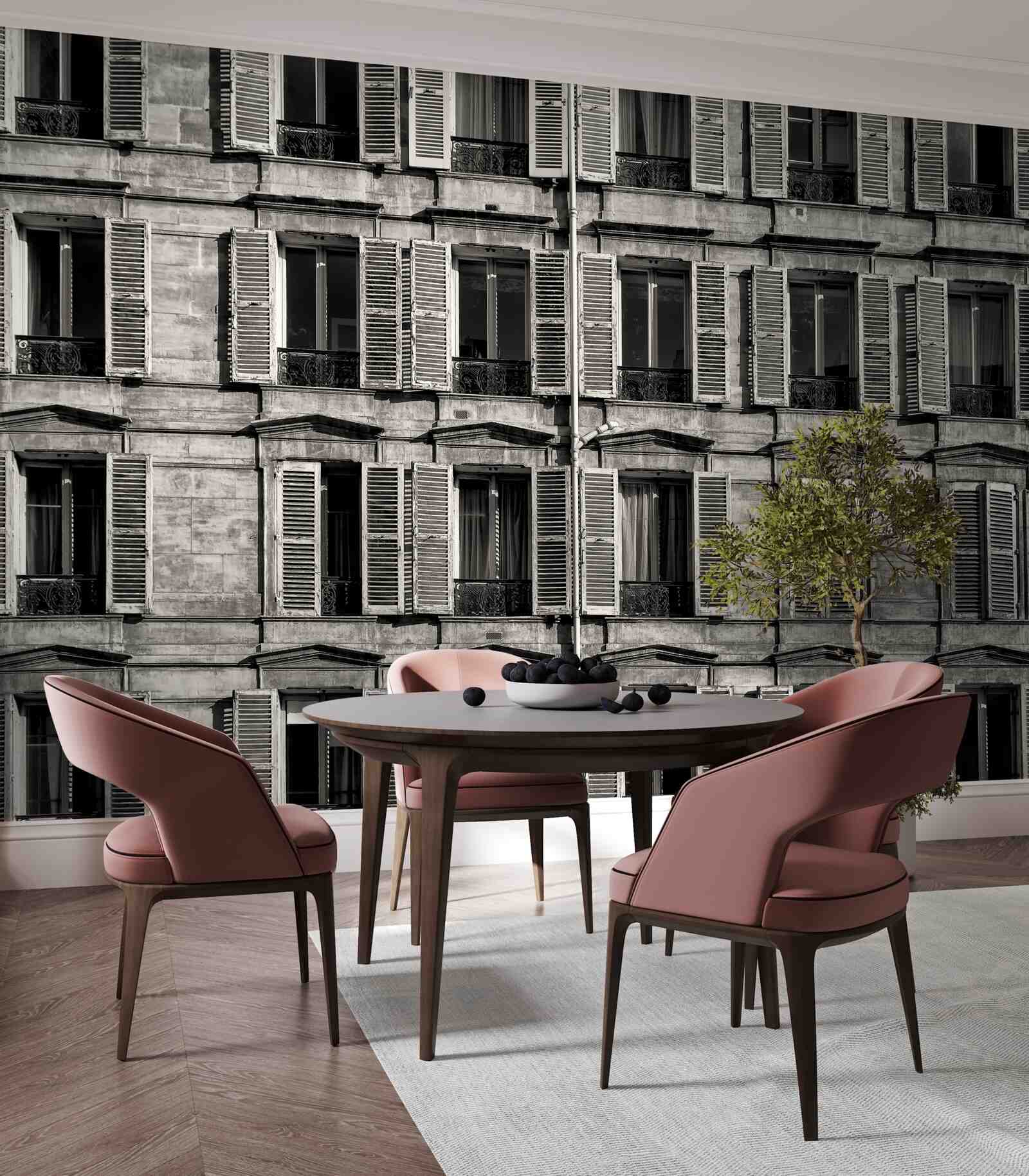 Papier peint ventilateurs de fenêtre dans une palette noire et blanche