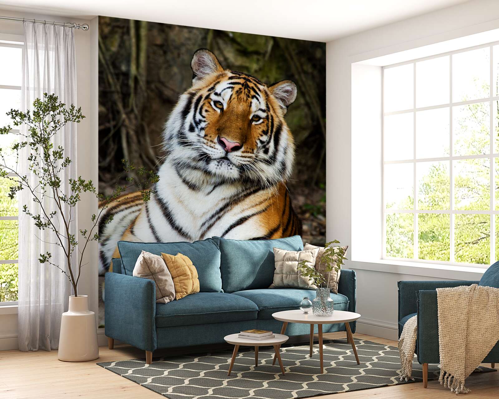 Papier peint grand tigre en vacances