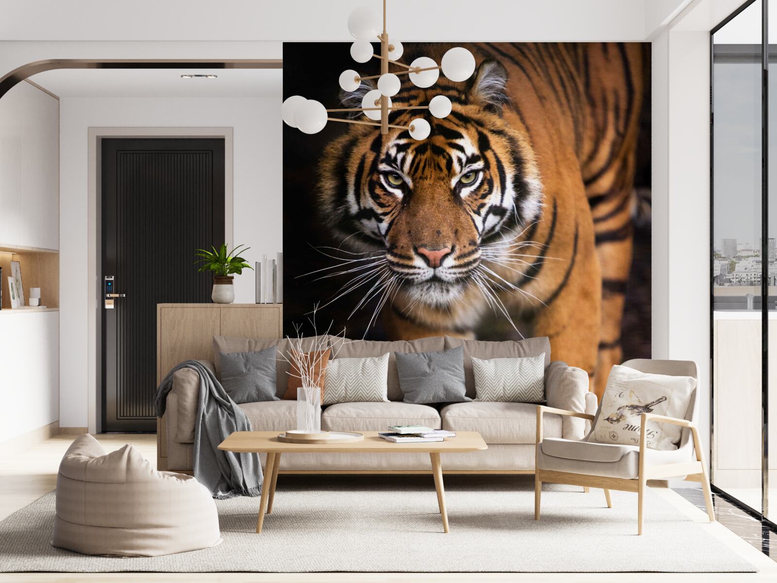 Papier peint tigre adulte sur la pointe des pieds