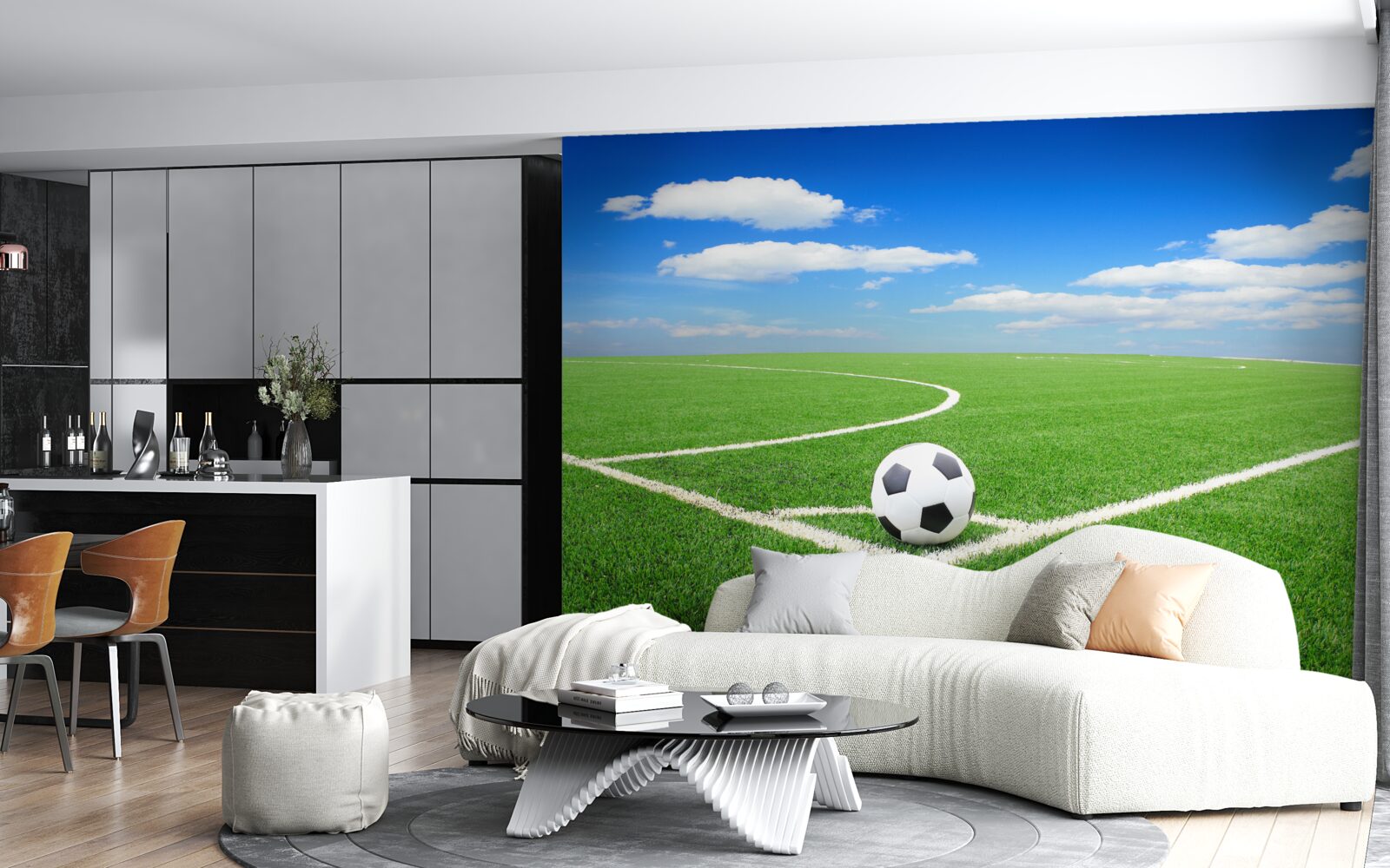 Papier peint le ballon est dans le coin du terrain