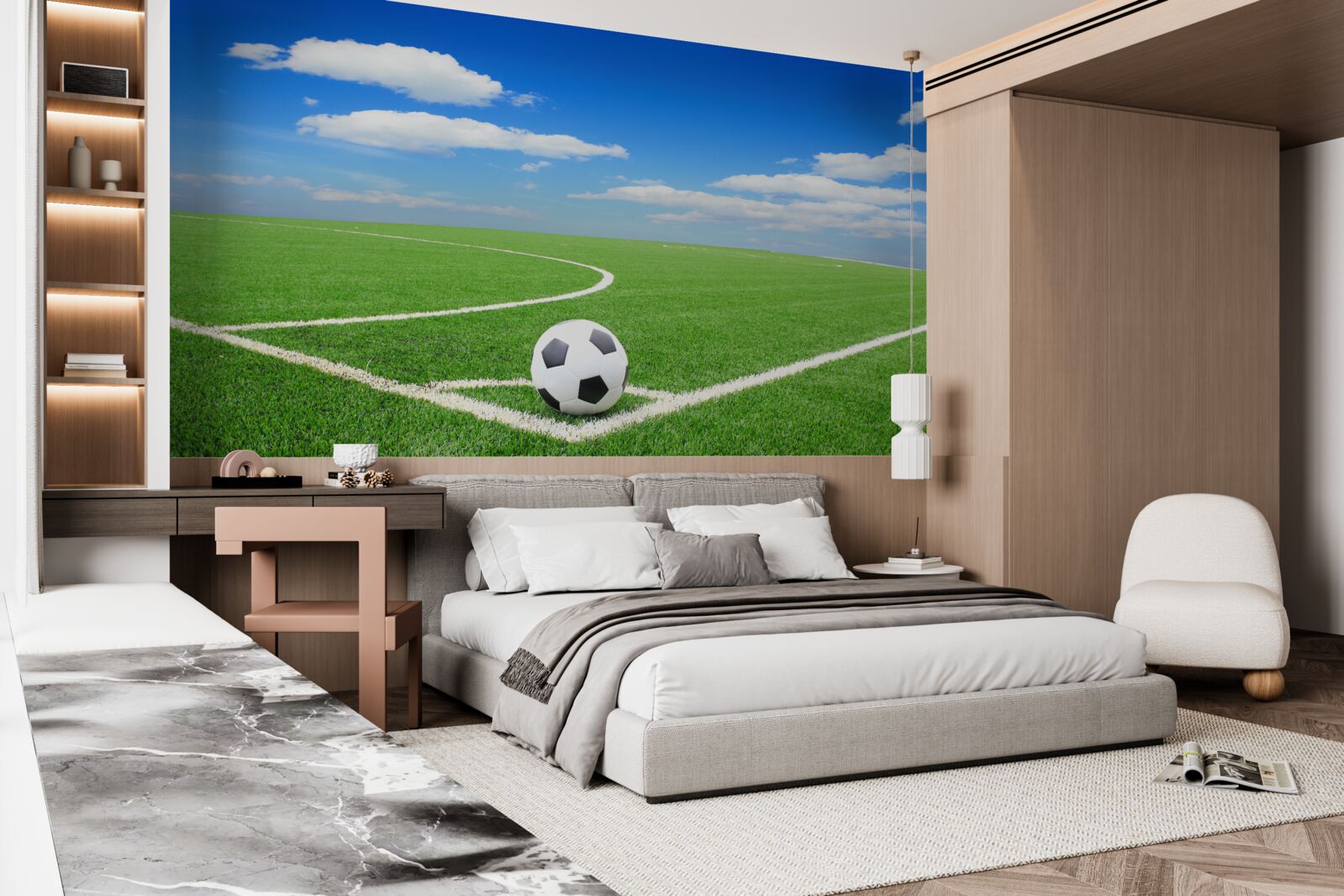 Papier peint le ballon est dans le coin du terrain