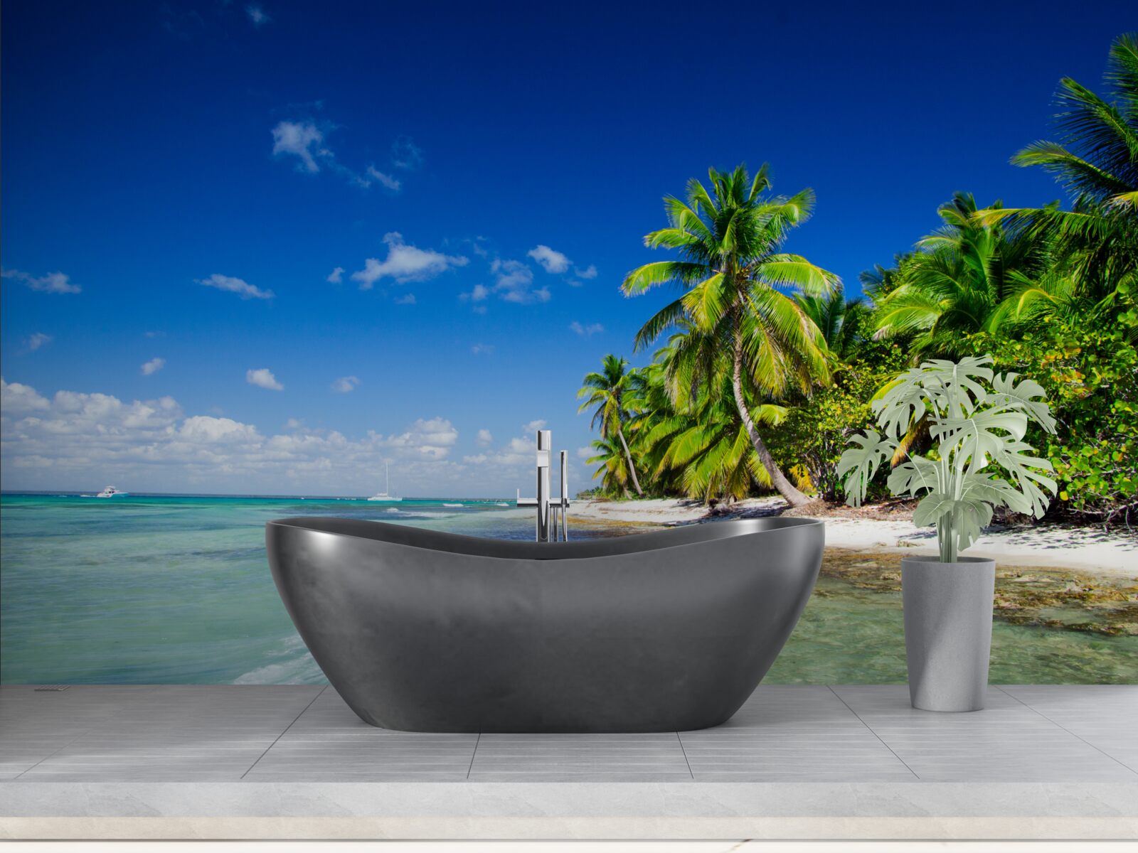 Papier peint vagues sur une côte tropicale