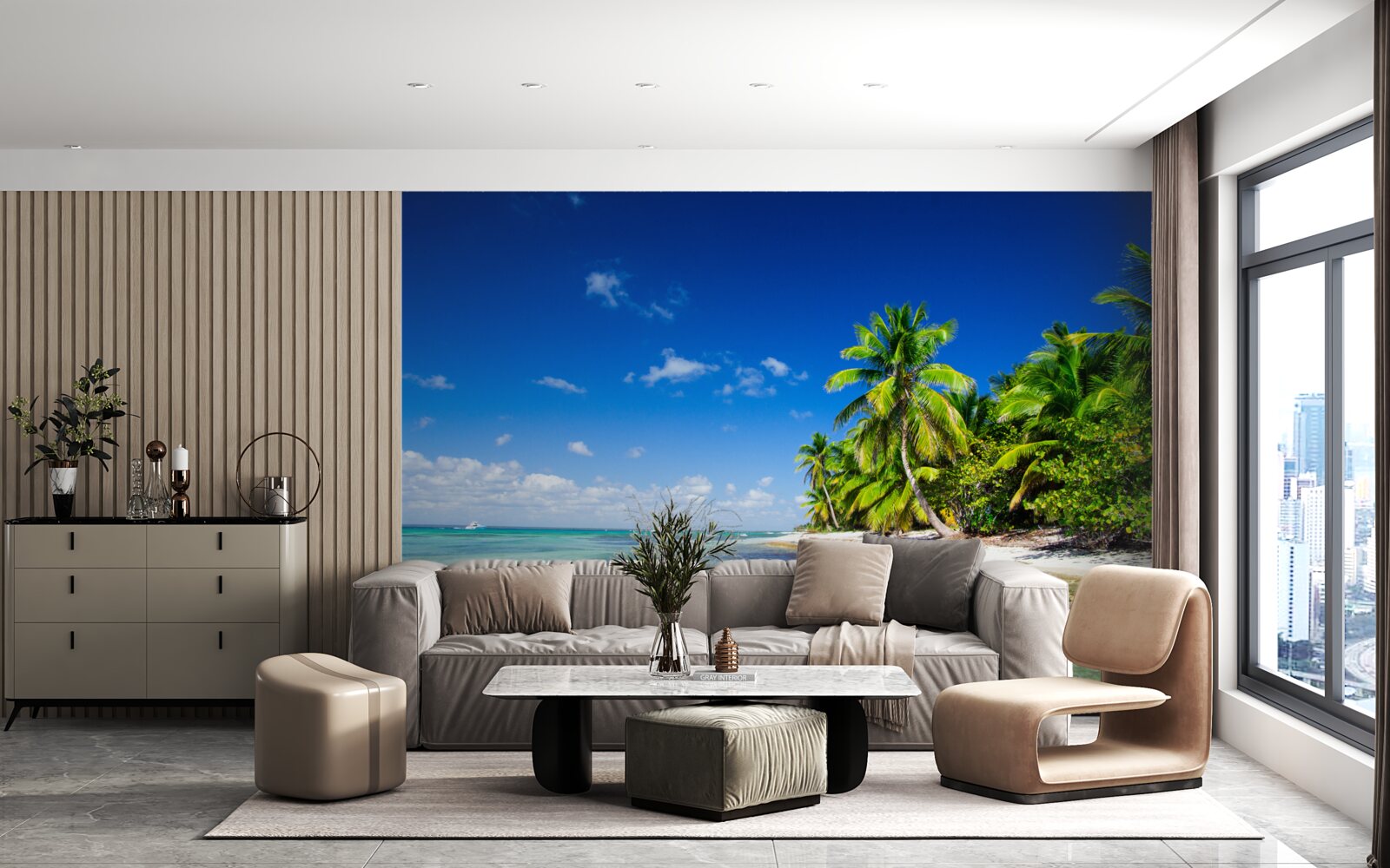 Papier peint vagues sur une côte tropicale