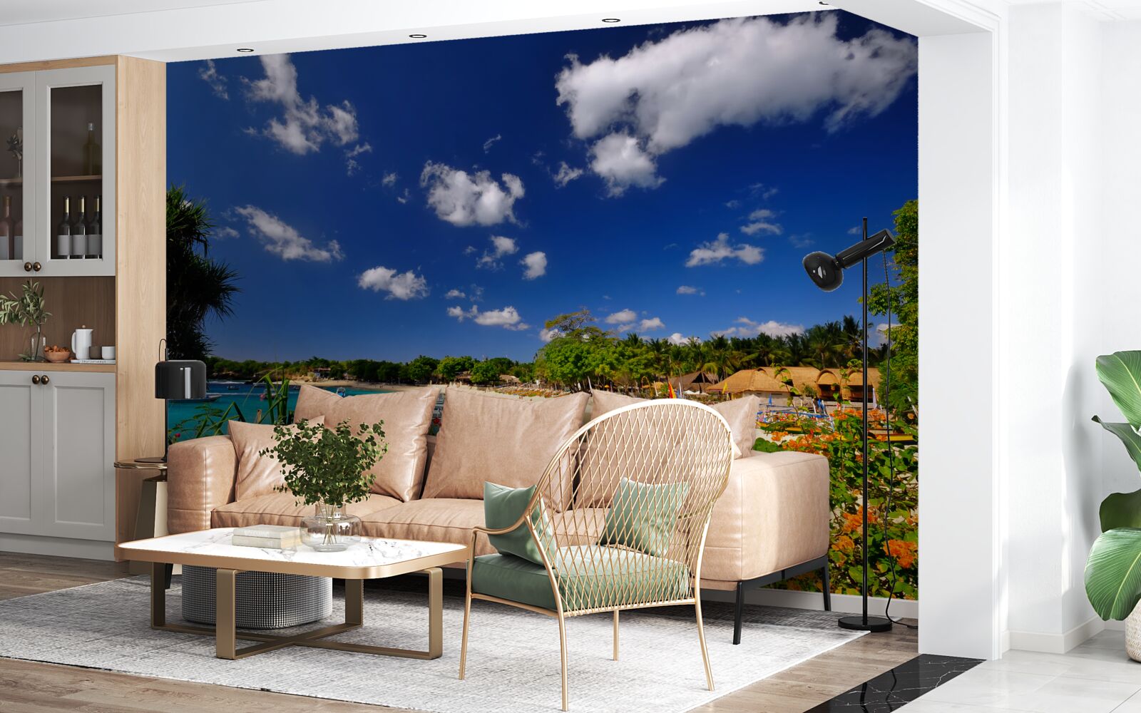 Papier peint côte estivale paisible de l'île