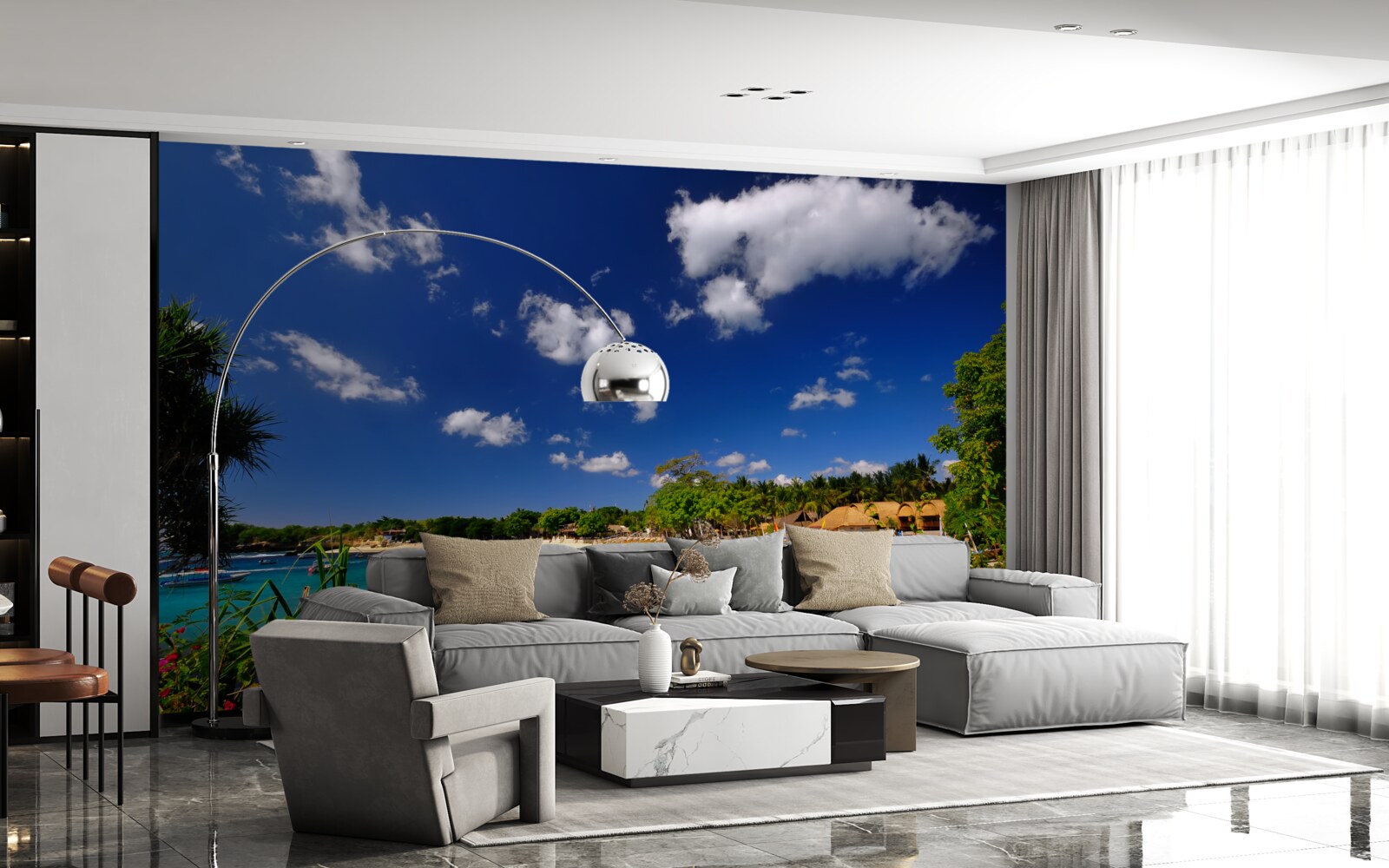 Papier peint côte estivale paisible de l'île